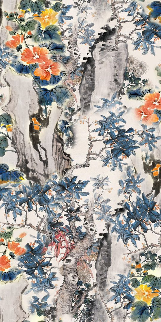 手绘花卉印花华亿平台图片