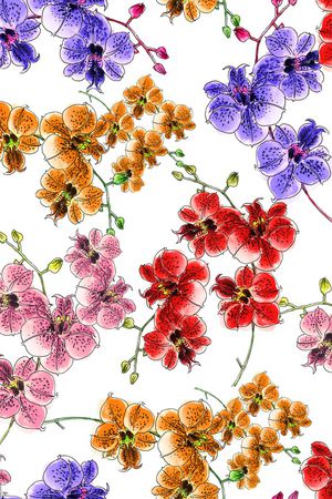 水彩花卉印花华亿平台图片