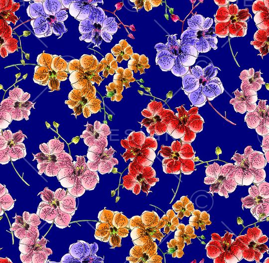 水彩花卉印花华亿平台图片