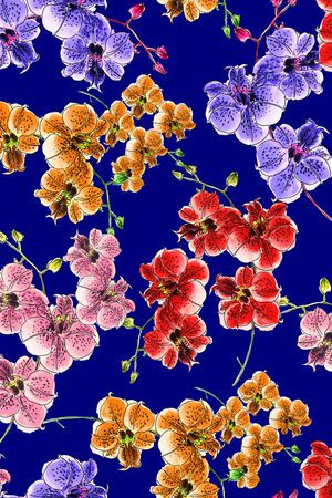 水彩花卉印花华亿平台图片