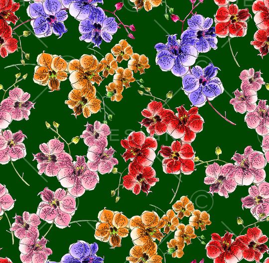 水彩花卉印花华亿平台图片