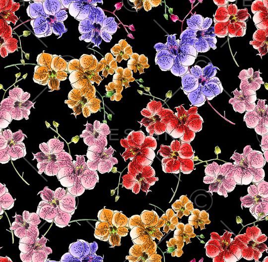 水彩花卉印花华亿平台图片