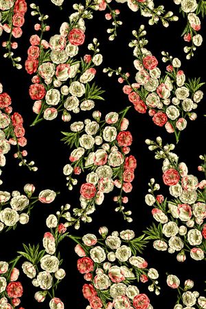 手绘花卉印花华亿平台图片