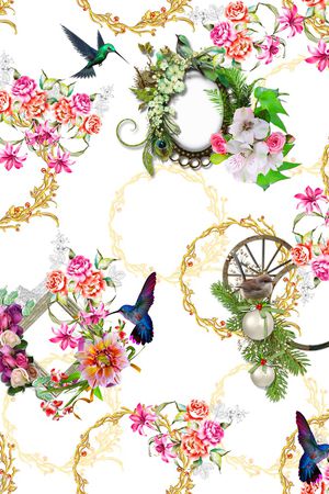 水彩花卉印花华亿平台图片