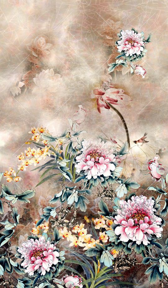 牡丹印花华亿平台图片