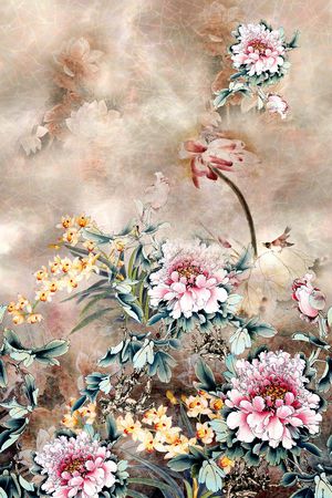 牡丹印花华亿平台图片