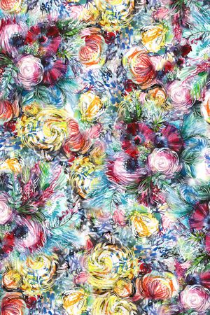 手绘花卉印花华亿平台图片