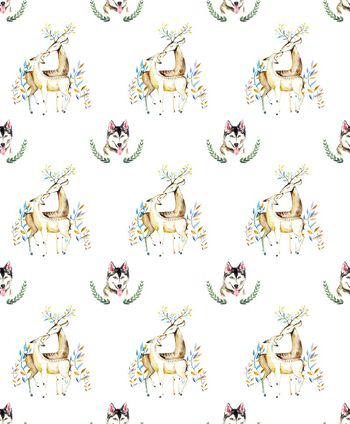 994304-清新动物可爱狗鹿花卉