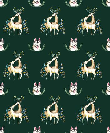 994306-清新动物可爱狗鹿花卉3