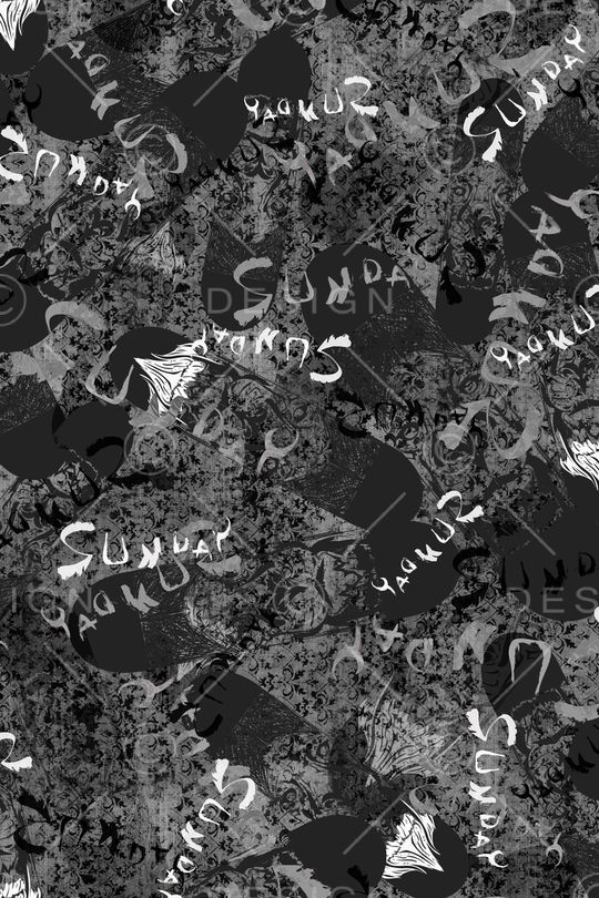 黑底花卉印花华亿平台图片