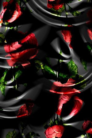 黑底花卉印花华亿平台图片