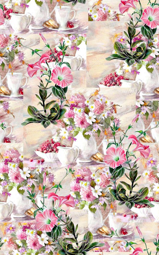 手绘花卉印花华亿平台图片