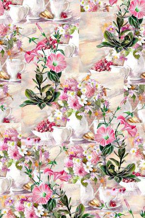 手绘花卉印花华亿平台图片