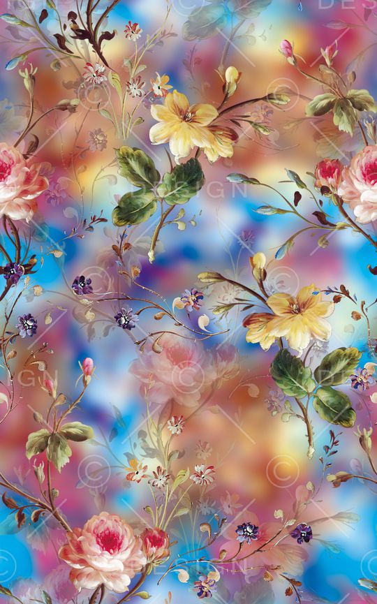 彩底花卉印花华亿平台图片