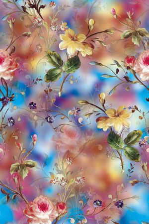 彩底花卉印花华亿平台图片